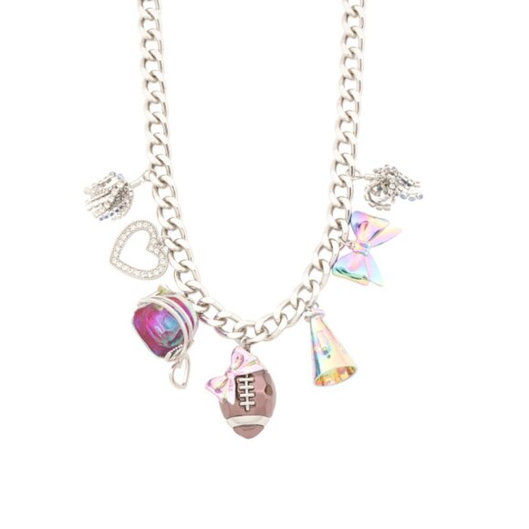 BETSEY JOHNSON multi Football Charms Necklace - Picture 1 of 2